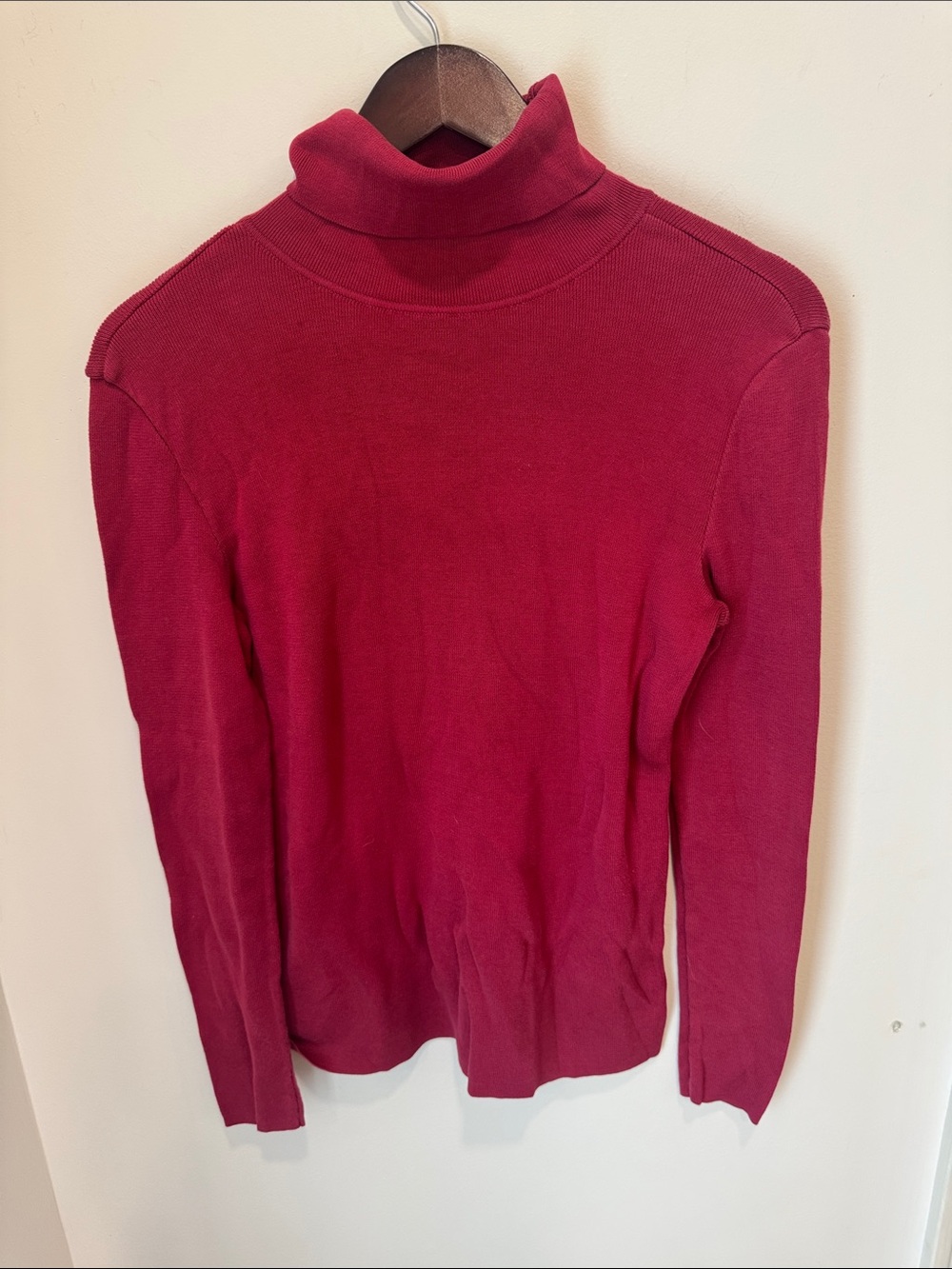 Peruvian Connection Berry Red 100% Pima Cotton Turtleneck Sweater Size M